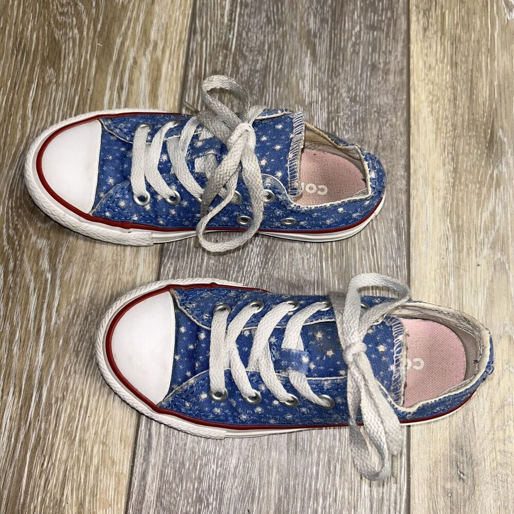 Converse Chuck Taylor Shoes 660714F Double Tongue Blue Polka Dot Youth Size 11 - Picture 7 of 13